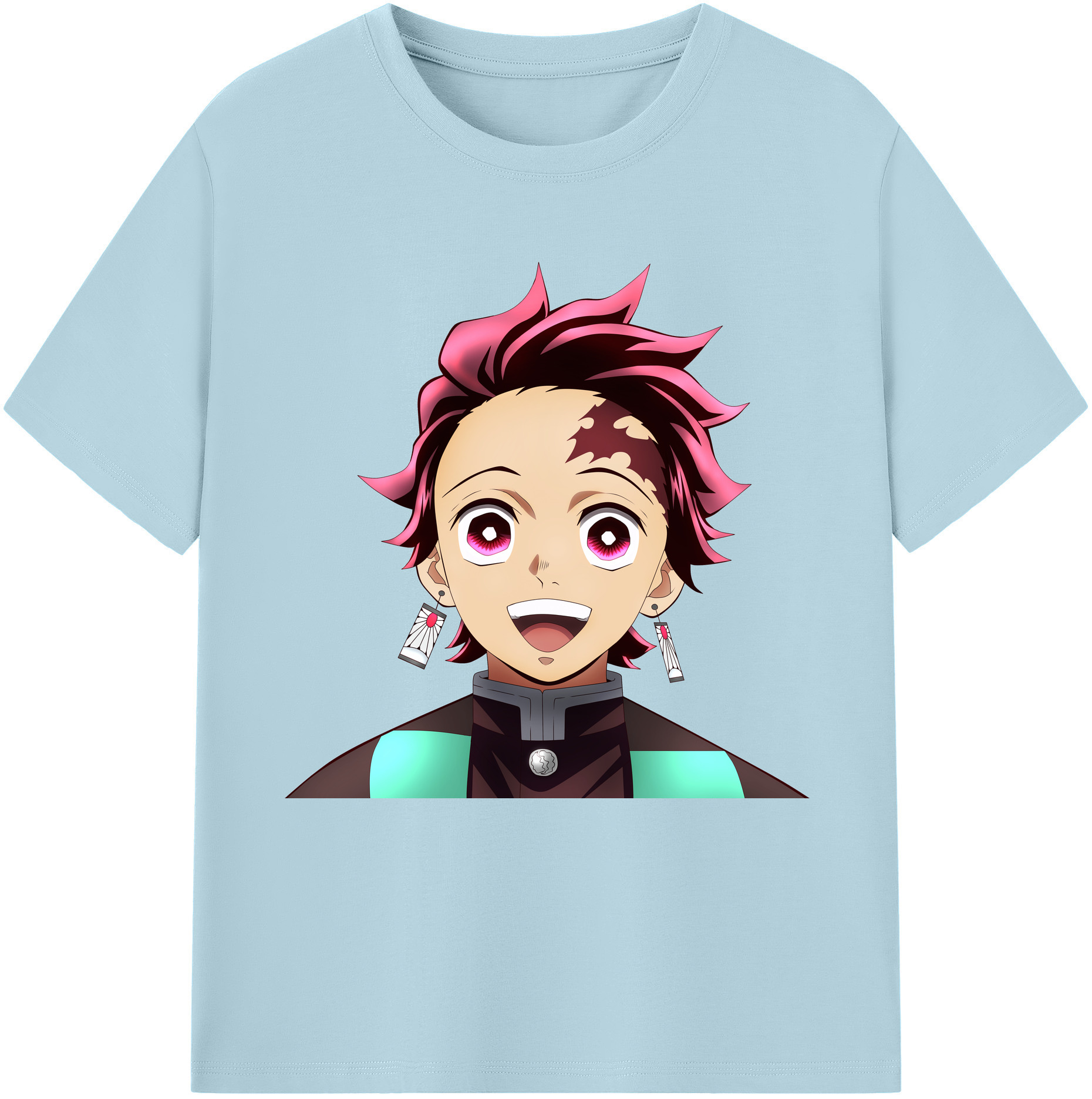 （画像用） 鬼滅の刃 竈門 炭治郎／かまど たんじろう Kamado Tanjirou 綿100％半袖Tシャツ（フロントプリント）